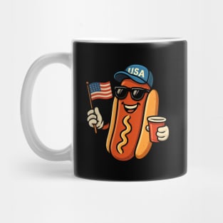 4th of July Hotdog Funny Fourth of July Patriotic USA Flag Mug